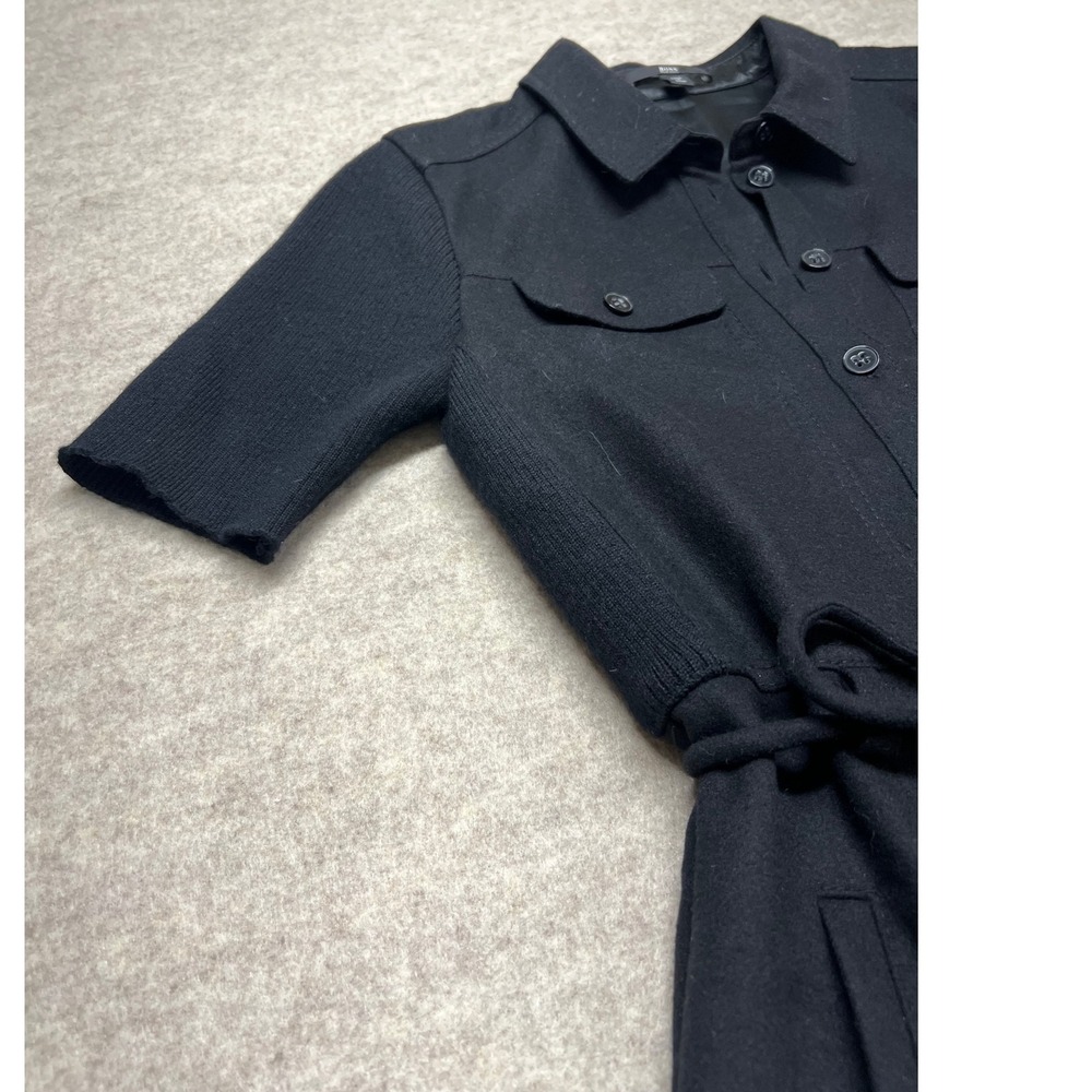 BOSS Hugo Boss Black Collared Belted Shirt Dress Short Sleeve Womens Size XS (2) - Picture 8 of 9